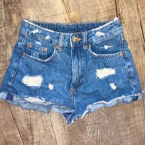 Short-shorts, blue, jean, distressed jeans, lightly worn